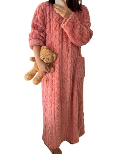 Minetom Hauskleid Damen Decke Mit Ärmeln Blanket Sweatshirt Tragbare Decke Zum Anziehen Erwachsene Oversized Riesen Übergroßer Warm Kuschelpullover Rosa 130 cm von Minetom