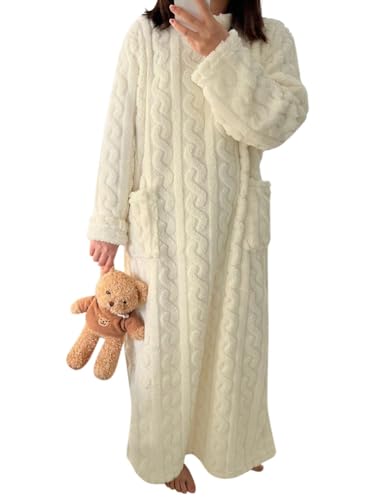 Minetom Hauskleid Damen Decke Mit Ärmeln Blanket Sweatshirt Tragbare Decke Zum Anziehen Erwachsene Oversized Riesen Übergroßer Warm Kuschelpullover Weiß 140 cm von Minetom