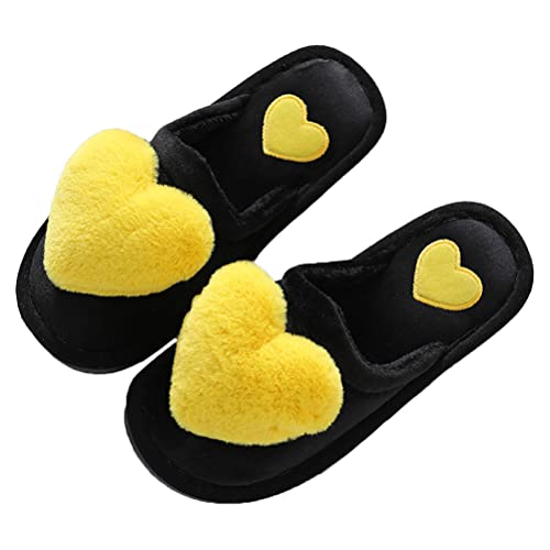 Minetom Hausschuhe Damen Niedlich Herzform Winter Plüsch Warm Pantoffeln Bequeme Slipper Weiche Flache Plüsch Pantoffel Indoor Hausschuhe A Gelb 36/37 EU von Minetom