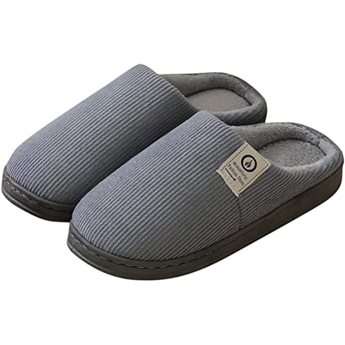 Minetom Hausschuhe Damen Winter Wärme Bequem Plüsch Pantoffeln Indoor Home rutschfeste Kuschelig Weite Leicht Slipper Filzpantoffeln Memory Foam Puschen Unisex Schuhe D Grau 36/37 EU von Minetom