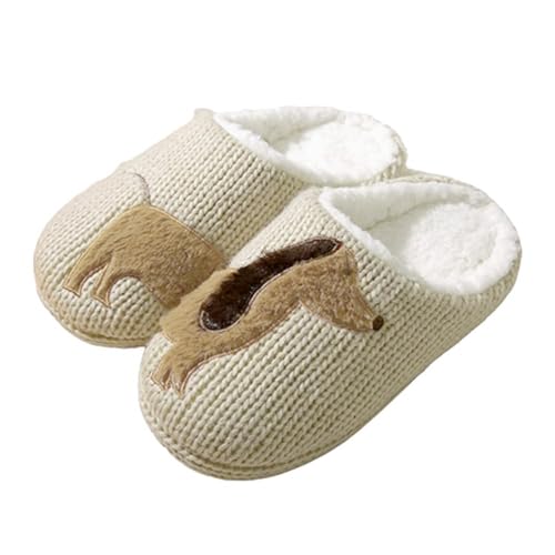 Minetom Hausschuhe Damen Winter Warme Flauschige Tiere Hausschuhe Plüsch Herren Pantoffeln Bequeme Kunstpelz Gefüttert rutschfeste Slippers A Hund 37/38 EU von Minetom