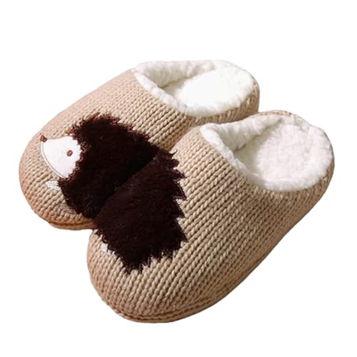 Minetom Hausschuhe Damen Winter Warme Flauschige Tiere Hausschuhe Plüsch Herren Pantoffeln Bequeme Kunstpelz Gefüttert rutschfeste Slippers A Khaki 37/38 EU von Minetom