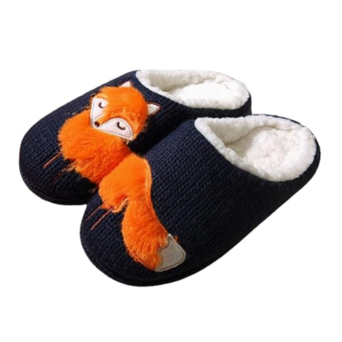 Minetom Hausschuhe Damen Winter Warme Flauschige Tiere Hausschuhe Plüsch Herren Pantoffeln Bequeme Kunstpelz Gefüttert rutschfeste Slippers A Marine 39/40 EU von Minetom