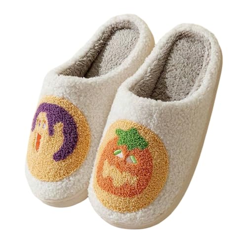Minetom Hausschuhe Gesicht Damen Herren Halloween Plüsch Slippers Frauen Bequeme Warme Pantoffeln Trendiger Slipper Drinnen Und Draußen C Stil 01 35/36 EU von Minetom