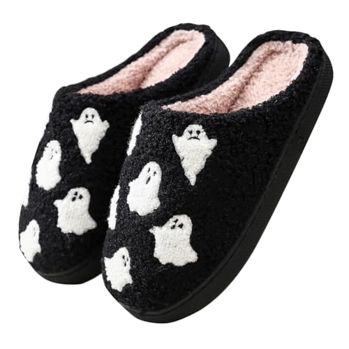 Minetom Hausschuhe Gesicht Damen Herren Halloween Plüsch Slippers Frauen Bequeme Warme Pantoffeln Trendiger Slipper Drinnen Und Draußen C Stil 03 37/38 EU von Minetom