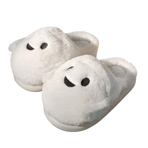 Minetom Hausschuhe Gesicht Damen Herren Weicher Plüsch Geist Bequeme Warme Pantoffeln Trendiger Slipper Drinnen Und Draußen A Weiß 40/41 EU von Minetom