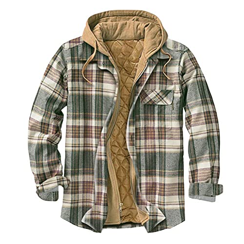 Minetom Hemd Herren Kariert Innenfutter Winter Holzfällerhemd Thermohemd Hemdjacke Winterjacke Flanellhemd Mantel Mit Kapuze A Plaid 15 XL von Minetom