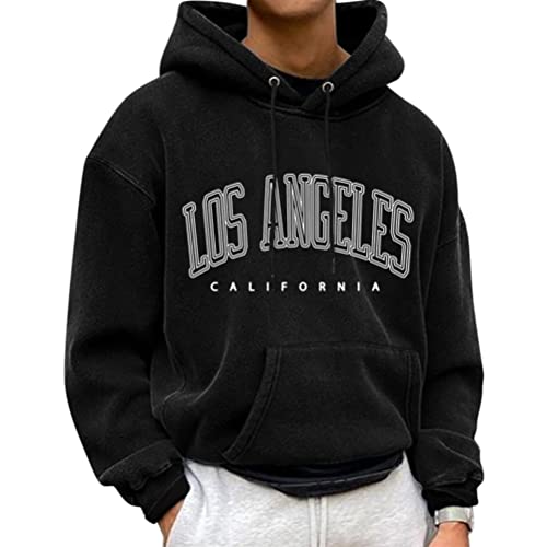 Minetom Herren Big Logo Print Hoodie Sportlicher Kapuzenpullover Mit Loser Passform Bequemes Und Warmes Sweatshirt Teenager Streetwear B Schwarz XL von Minetom