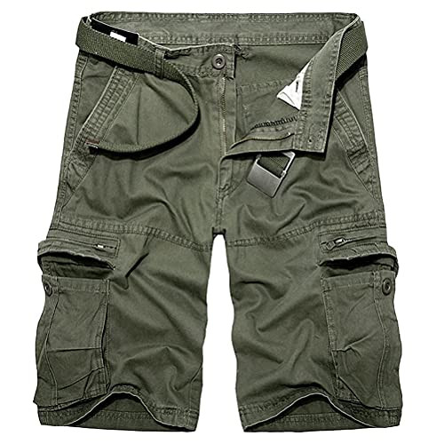 Minetom Herren Cargo Shorts Sommer Chino Kurze Hosen Jogger Cargo Hose Kurze Bermuda Shorts Sporthose Für Freizeit Sport Jogging A Armee Grün 4XL von Minetom