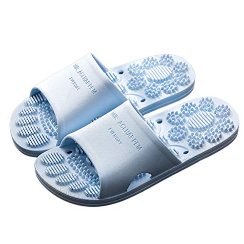 Minetom Herren Damen Badeschuhe Hausschuhe Slippers Sommer Slide Pantoletten Badelatschen Strand Indoor Outdoor rutschfest Baden Pantoffeln Sandalen Hellblau 38 EU von Minetom