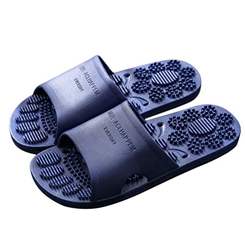 Minetom Herren Damen Badeschuhe Hausschuhe Slippers Sommer Slide Pantoletten Badelatschen Strand Indoor Outdoor rutschfest Baden Pantoffeln Sandalen Marine 41 EU von Minetom