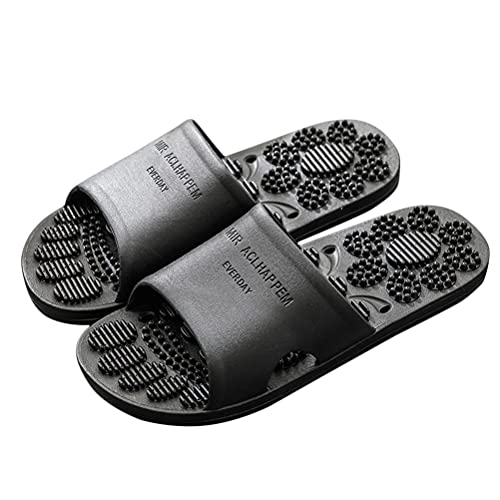 Minetom Herren Damen Badeschuhe Hausschuhe Slippers Sommer Slide Pantoletten Badelatschen Strand Indoor Outdoor rutschfest Baden Pantoffeln Sandalen Schwarz 43 EU von Minetom