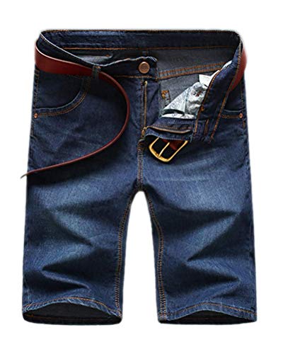 Minetom Herren Denim Bermuda Jeans Shorts Sommer Kurze Hose Basic Jeanshose Destroyed Used-Look Stretch Jogger Cargo Freizeithose C Blau 01 W37/Taille 94CM von Minetom