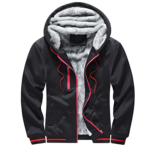 Minetom Herren Feecejacke Full Zip Kapuzenpullover Winter Sweatjacke mit Kapuze D Schwarz XS von Minetom