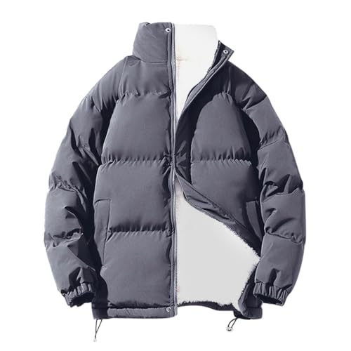 Minetom Herren Fleecefutter Jacke Oberbekleidung Mit Stehkragen Winterjacke Sweatjacke Mit Reißverschluss Gesteppte Puffer Männer Mantel A Grau S von Minetom