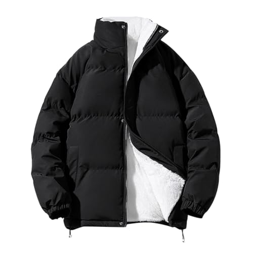 Minetom Herren Fleecefutter Jacke Oberbekleidung Mit Stehkragen Winterjacke Sweatjacke Mit Reißverschluss Gesteppte Puffer Männer Mantel A Schwarz M von Minetom