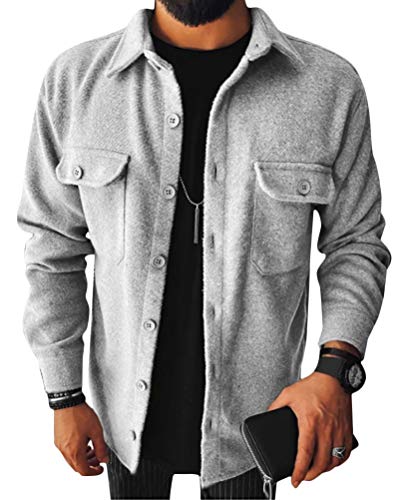 Minetom Herren Hemd Kariertes Freizeithemd Normale Passform Lange Ärmel Holzfällerhemd Arbeitshemd Flanellhemd Kariert Hemd C Grau XXL von Minetom