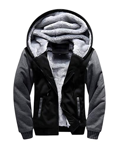 Minetom Herren Hoodie Mit Reißverschluss Fleece Innenseite Kapuzenpullover Winter Warm Hoodie Pullover Mit Kapuze Verdickte Kapuzenjacke Sweatjacke Winterjacke B Dunkelgrau 3XL von Minetom