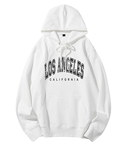 Minetom Herren Kapuzenpullover Hoodie Druck Langarm Pullover Lässiges Los Angeles Sweatshirt Warm Pulli Mit Kapuze Sports Hoodie A Weiß M von Minetom