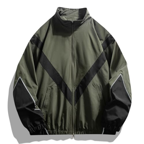 Minetom Herren Leichte Bomberjacke Dünne College Jacke Baseballjacke Unisex Blouson Übergangsjacke Stehkragen Streetwear Sportjacke A Grün M von Minetom
