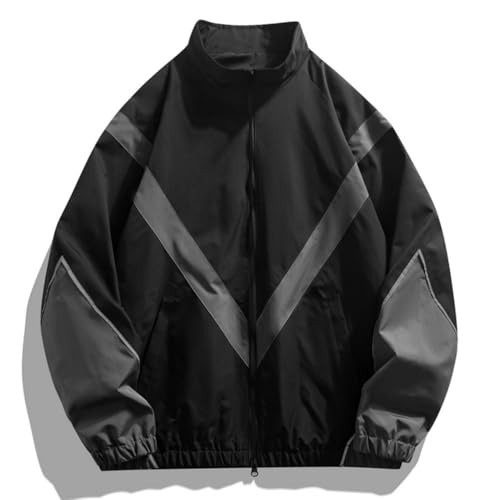 Minetom Herren Leichte Bomberjacke Dünne College Jacke Baseballjacke Unisex Blouson Übergangsjacke Stehkragen Streetwear Sportjacke A Schwarz M von Minetom