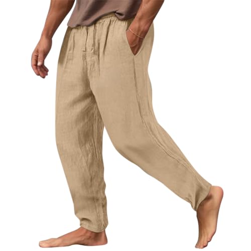 Minetom Herren Leinenhose Mit Kordelzug Leicht Sommerhose Freizeithose Einfarbig Hose Lang Für Männer Strandhose Mit Taschen Urlaub Alltag B Khaki XS Minetom Herren Leinenhose Mit Kordelzug Leicht Sommerhose Freizeithose Einfarbig Hose Lang Für Männer Strandhose Mit Taschen Urlaub Alltag B Khaki XS von Minetom