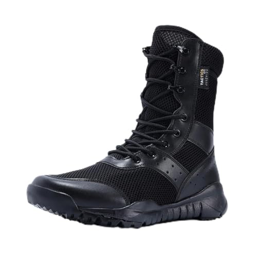 Minetom Herren Militärstiefel Atmungsaktive Einsatzstiefel Taktische Security Kampfstiefel Schnürstiefel Armee Outdoor Trekking Schuhe A1 Schwarz 41 EU von Minetom