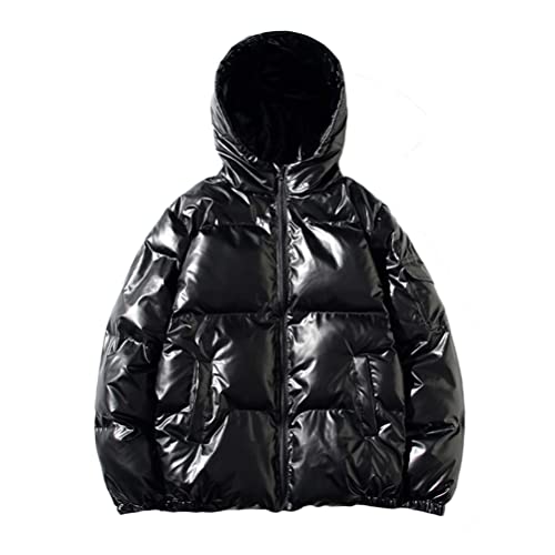 Minetom Herren Oversized Fit Pufferjacke Mit breitem Stehkragen Wattierte Jacke Outdoor Winterjacke Cropped Puffer Kurze Steppjacke Quilted Jacket C Schwarz S von Minetom