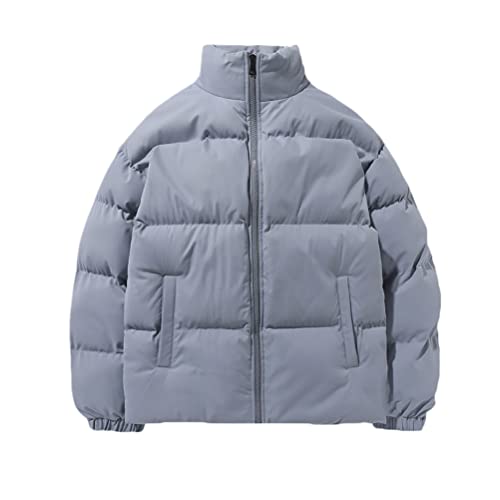 Minetom Herren Oversized Fit Pufferjacke mit breitem Stehkragen Wattierte Jacke Outdoor Winterjacke Cropped Mens Puffer Kurze Steppjacke Quilted Jacket B Grau M von Minetom