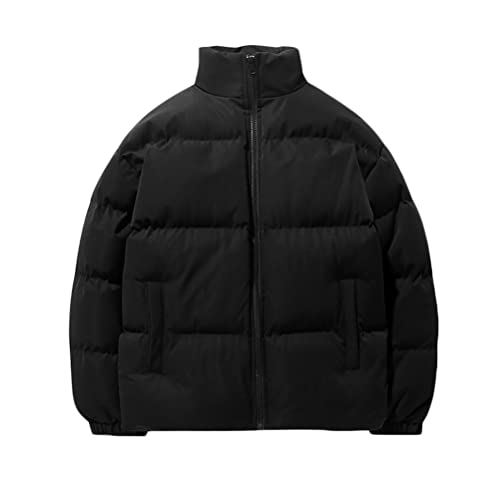 Minetom Herren Oversized Fit Pufferjacke mit breitem Stehkragen Wattierte Jacke Outdoor Winterjacke Cropped Mens Puffer Kurze Steppjacke Quilted Jacket B Schwarz XL von Minetom