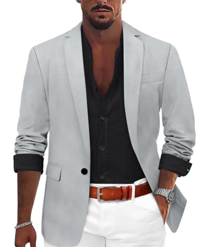 Minetom Herren Regular Fit Anzug Sakko 1 Knöpfe Freizeit Für Männer Klassisch Jacke Für Hochzeit Business Anzugjacke A Grau XXL Minetom Herren Regular Fit Anzug Sakko 1 Knöpfe Freizeit Für Männer Klassisch Jacke Für Hochzeit Business Anzugjacke A Grau XXL von Minetom