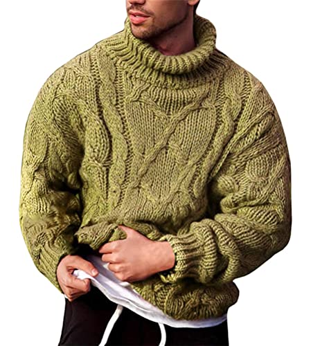 Minetom Herren Rollkragen Pullover Langarmshirt Feinstrick Sweater Rollkragen Basic Männer Strickpullover Einfarbig Rollkragenpullover A Grün M von Minetom
