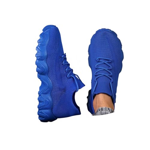 Minetom Herren Walkingschuhe Turnschuhe Fitnessstudio Sportschuhe Sneaker Running Tennis Schuhe Freizeit Straßenlaufschuhe Atmungsaktiv Schuhe A2 Blau 45 EU von Minetom