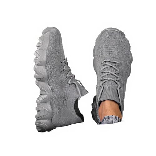 Minetom Herren Walkingschuhe Turnschuhe Fitnessstudio Sportschuhe Sneaker Running Tennis Schuhe Freizeit Straßenlaufschuhe Atmungsaktiv Schuhe A2 Grau 43 EU von Minetom