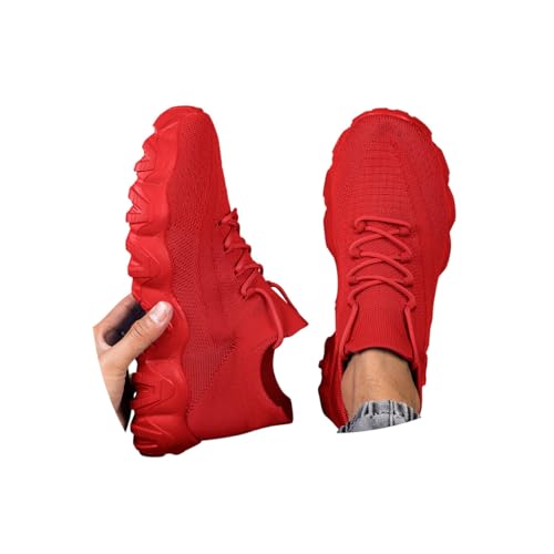 Minetom Herren Walkingschuhe Turnschuhe Fitnessstudio Sportschuhe Sneaker Running Tennis Schuhe Freizeit Straßenlaufschuhe Atmungsaktiv Schuhe A2 Rot 44 EU von Minetom