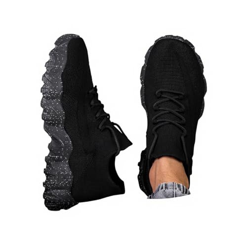 Minetom Herren Walkingschuhe Turnschuhe Fitnessstudio Sportschuhe Sneaker Running Tennis Schuhe Freizeit Straßenlaufschuhe Atmungsaktiv Schuhe A2 Schwarz 47 EU von Minetom