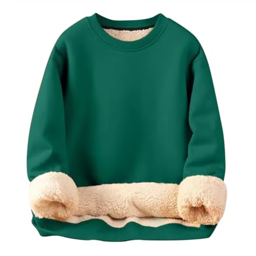 Minetom Herren Warm Fleece Pullover Rundhals Sweatshirts Winter Langarmshirts Mit Fleecefutter Winter Langarmshirts Freizeit Sport Oberteile Gefüttert Outdoorshirts A Grün L von Minetom