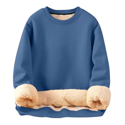 Minetom Herren Warm Fleece Pullover Rundhals Sweatshirts Winter Langarmshirts Mit Fleecefutter Winter Langarmshirts Freizeit Sport Oberteile Gefüttert Outdoorshirts A Hellblau L von Minetom