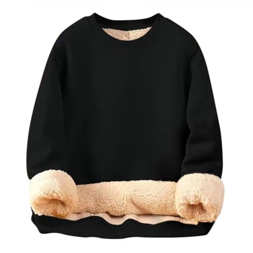 Minetom Herren Warm Fleece Pullover Rundhals Sweatshirts Winter Langarmshirts Mit Fleecefutter Winter Langarmshirts Freizeit Sport Oberteile Gefüttert Outdoorshirts A Schwarz L von Minetom