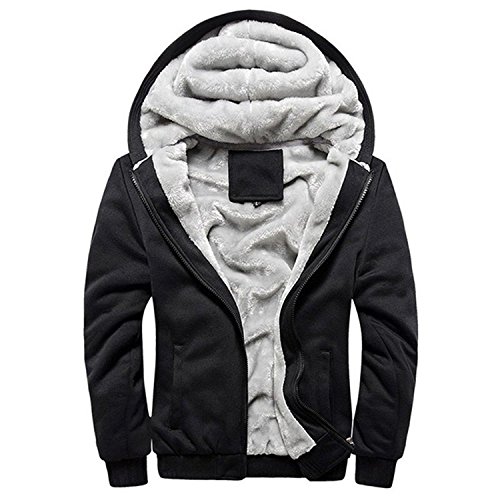 Minetom Herren Winter Warm Vlies Gefüttert Kapuzenpullover Baumwolle Mäntel Weich Jacken Sweatshirts Mit Kapuze Outwear (EU XL, Schwarz) von Minetom