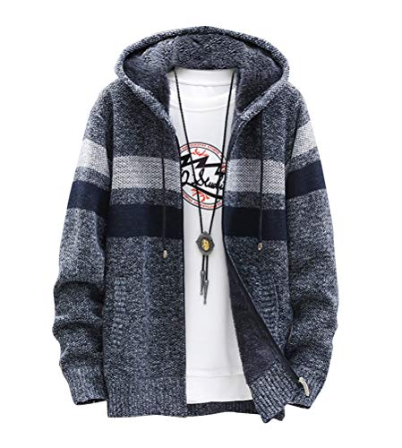 Minetom Herren Winter Warm Vlies Gefüttert Kapuzenpullover Baumwolle Mäntel Weich Jacken Sweatshirts Mit Kapuze Outwear B Dunkelgrau XS von Minetom