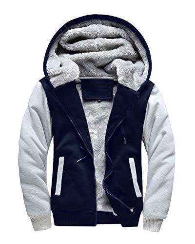 Minetom Herren Winter Warm Vlies Gefüttert Kapuzenpullover Baumwolle Mäntel Weich Jacken Sweatshirts Mit Kapuze Outwear B Grau L von Minetom