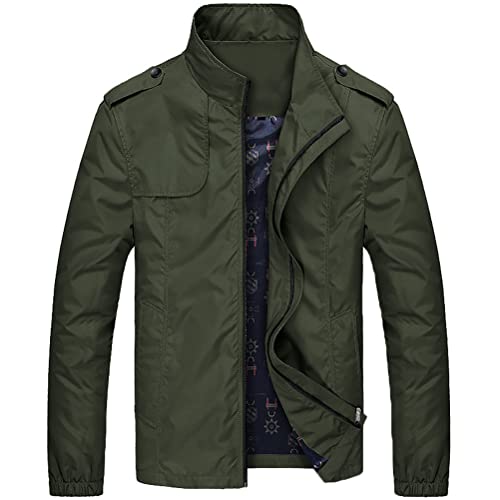 Minetom Herren leichte Jacke Langarm Bomberjacke Casual Sportjacke Übergangsjacke für Business Freizeit C Grün S von Minetom