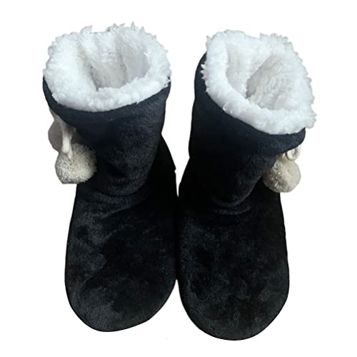 Minetom Hohe Hausschuhe Warm Damen Hausstiefel Winter Hüttenstiefel Plüsch Dick Hüttenschuhen Unisex Winterhausschuhe Kuschelig Pantoffeln rutschfest Slipper Stiefel Schuhe A Schwarz 35/38 EU von Minetom