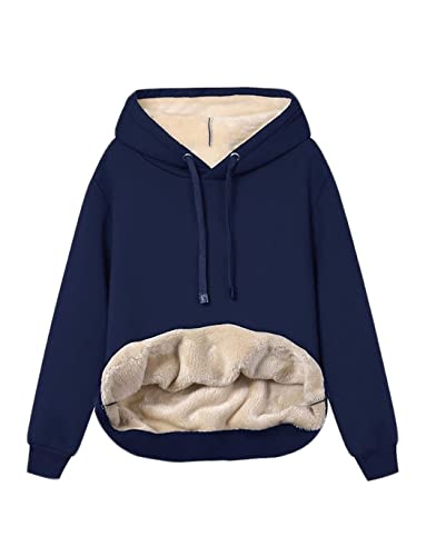 Minetom Hoodie Damen Kapuzenpullover mit Fleece Gefütterte Kuschelig Warmer Innenfutter Sweaterpullover Winter Warm Langarm Pullover Frauen Basic Outwear Fleecepullover mit Kapuze A Blau S Minetom Hoodie Damen Kapuzenpullover mit Fleece Gefütterte Kuschelig Warmer Innenfutter Sweaterpullover Winter Warm Langarm Pullover Frauen Basic Outwear Fleecepullover mit Kapuze A Blau S von Minetom