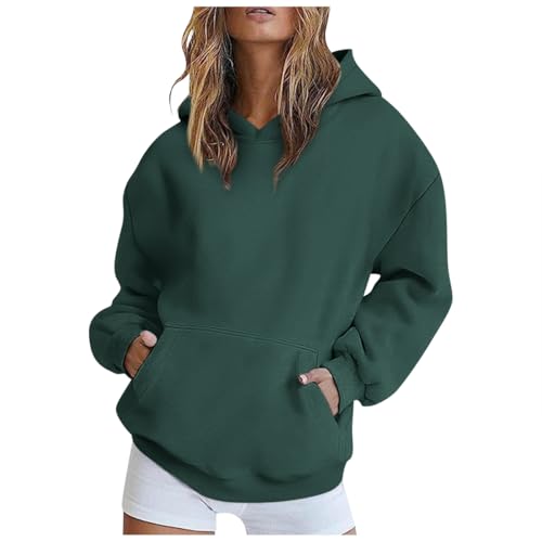 Minetom Hoodie Damen Sweatjacke Kapuzenjacke Herbst Winter Lang Sweatshirt Kapuzenpullover Mit Kapuze Mantel Oversize Pullover Mit Tasche A Grün XXL von Minetom