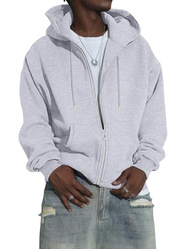 Minetom Hoodie Herren Einfarbig Mit Reißverschluss Pullover Langarm Sweatjacke Männer Kapuzenpullover Sweatshirt Mit Taschen A Grau XS von Minetom