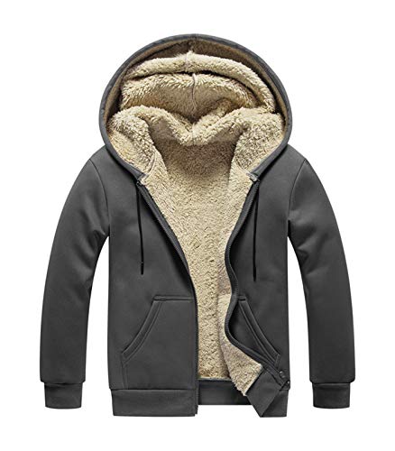 Minetom Hoodies Herren Kapuzenpullover mit Reißverschluss Langarm Kapuzenjacke Winter Warm Fleece Gefüttert Sweatjacke Mantel B Grau L von Minetom