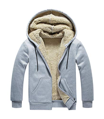 Minetom Hoodies Herren Kapuzenpullover mit Reißverschluss Langarm Kapuzenjacke Winter Warm Fleece Gefüttert Sweatjacke Mantel B Hellgrau M von Minetom