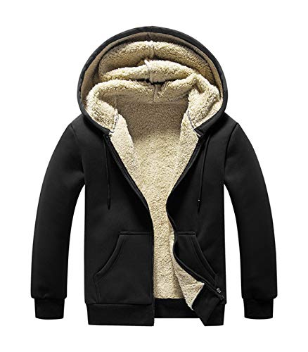 Minetom Hoodies Herren Kapuzenpullover mit Reißverschluss Langarm Kapuzenjacke Winter Warm Fleece Gefüttert Sweatjacke Mantel B Schwarz L von Minetom